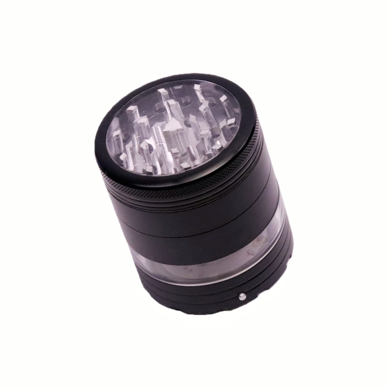 5 Piece See-through Chamber Diamond-Sharp Teeth Aluminum Alloy Portable Easy-Clean Design Herb Grinder With Multi-Mode Changing LED for Smoking