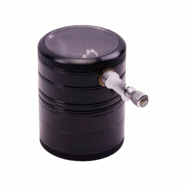 Innovative 5 Parts 2.5" Clear Top Aluminum Side-Swing Handle Herb Grinder Weed Grinder Spice Mill Crusher For Cannabis