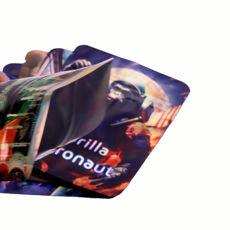 50/100Pack 3.5g Laser Holographic Gorilla Pattern PET Aluminum Coated Stand Up Zipper Pouch 3.5 Gram Gorilla Laser Film Mylar Bag PET Aluminum Foil Stand Up Zipper Pouch Resealable Zipper Pouch