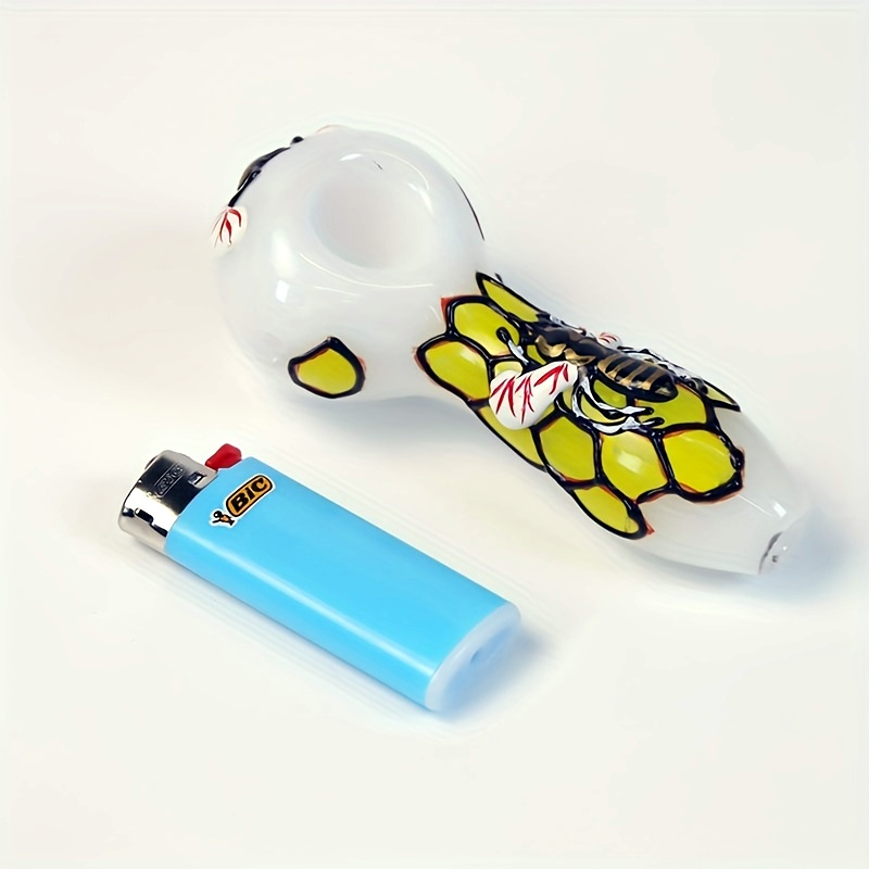 Set of 3 Portable Hand Blown 3D Design Glass Pipes with Straight Glass Chillum and Cleaner for outdoor Smoke Kit