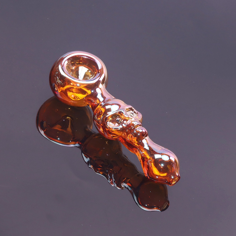 1 Pack of 4 Piece Glass Hand Pipe Set Skull Tobacco Pipe Iridescent Smoking Kit Portable Pipe Set with Case Cookie Grinder Complete Tobacco Accessory Set Glow Pipe