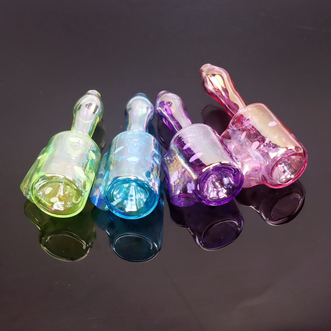 1 Pack of 4 Piece Glass Hand Pipe Set Skull Tobacco Pipe Iridescent Smoking Kit Portable Pipe Set with Case Cookie Grinder Complete Tobacco Accessory Set Glow Pipe
