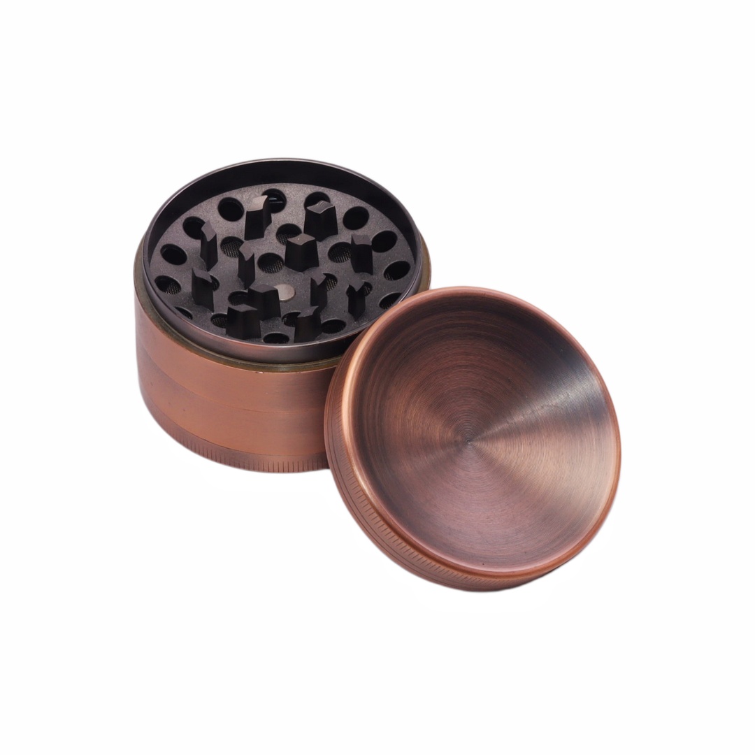 2.5 Inch 4-Layer Red Antique Bronze Solid Top Zinc Alloy Herb Grinder Sunken Tobacco Spice Grinder
