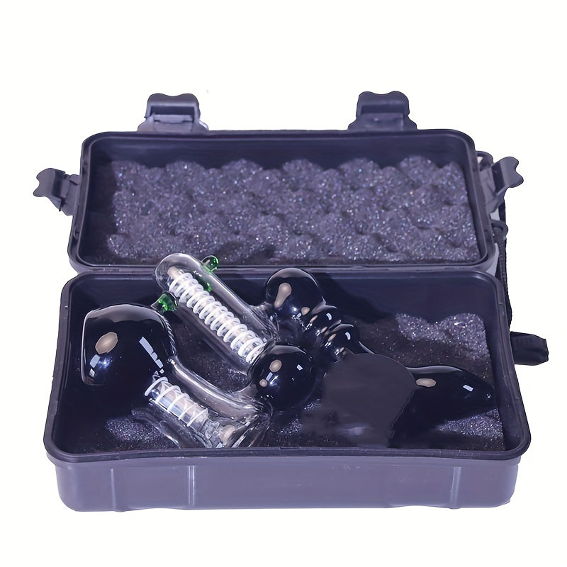 Sherlock Multi-hole Glass Hand Pipe for Outdoor Travel Portable Sherlock Multi-hole Handheld Glass Pipe for Camping Travel Outdoor Sherlock Multi-hole Borosilicate Glass Pipe With Aluminum Jar Kit