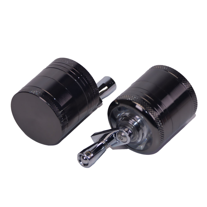 4 Color Available 1.6 Inches 4 Parts Crank Handle Zinc Herb Grinder Clear Top Big Chamber Herb Grinder