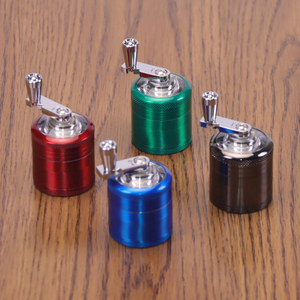 4 Color Available 1.6 Inches 4 Parts Crank Handle Zinc Herb Grinder Clear Top Big Chamber Herb Grinder