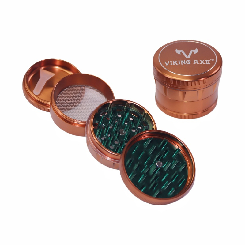 4 Pieces Cone Shaped Convex Top Cap CNC Aluminum Herb Grinder With Pollen Catcher