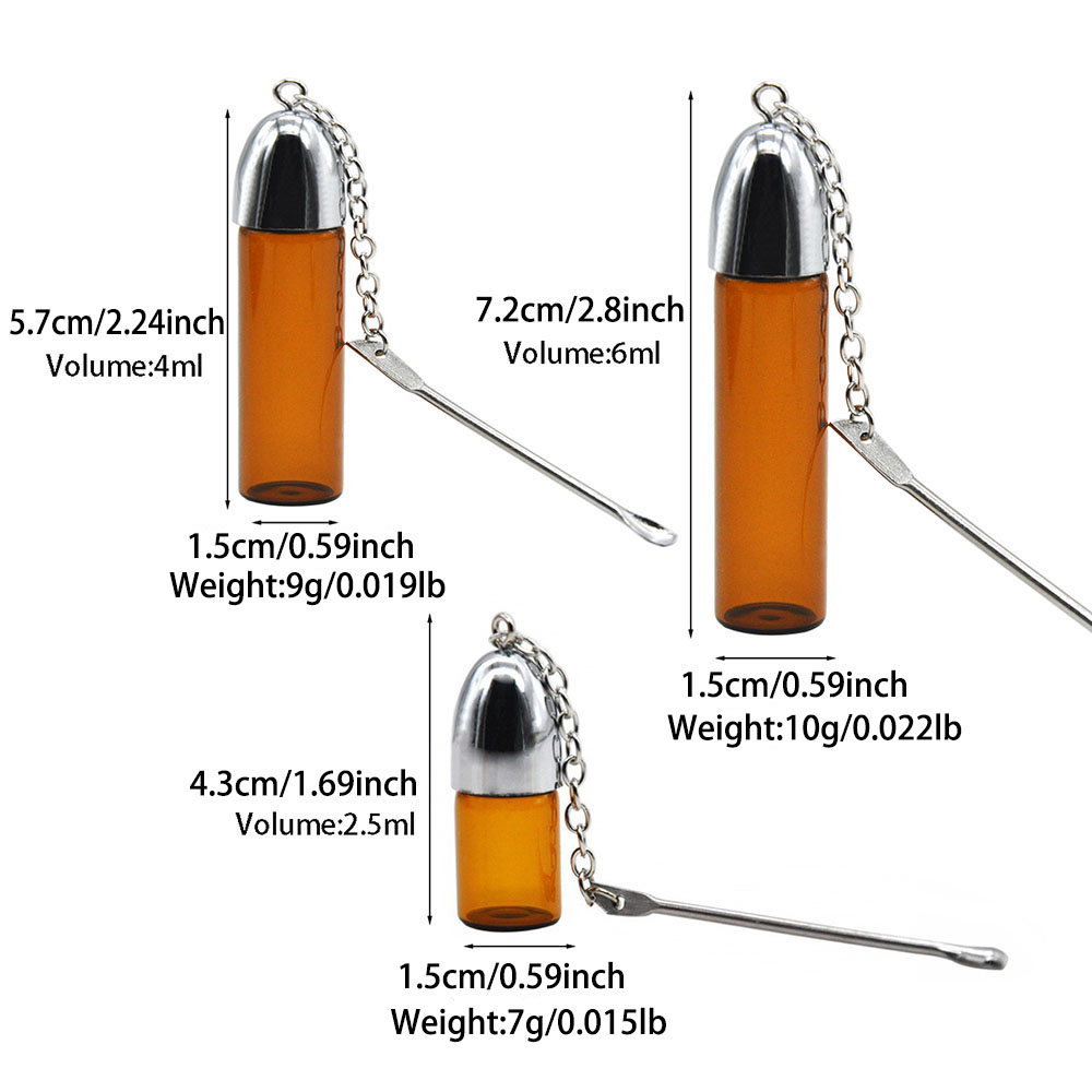 5 Pack Travel Spice Containers with Metal Spoon for Travel Glass Medication Pill Box with Spoon Waterproof Travel Pill Boxes Mini Glass Storage Jar With Spoom