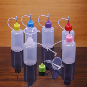 5 Pack 15ml Plastic Pet Dropper Bottle Squeezable Bottle Needle Tip With 2 Mini Funnel for Oil Glue Painting