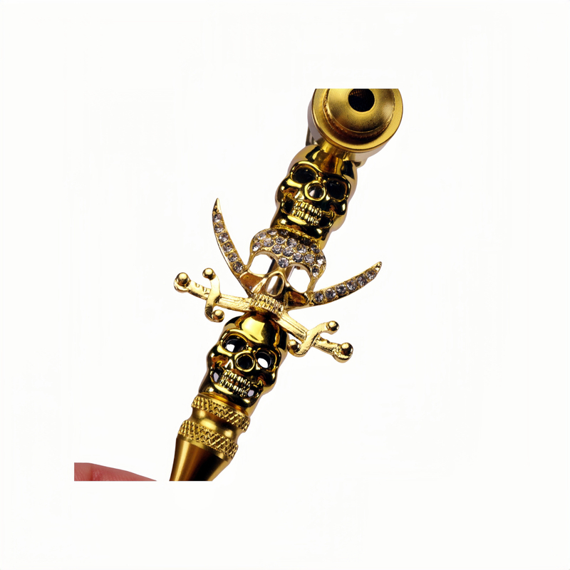 KT1005 Skull Design Rhinestone Pirate Metal Smoking Tobacco Pipe Smoking Accessories Kit 7 Pieces