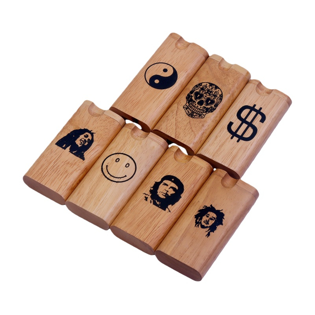 Pattern Cannabis Wooden Dugout One Hitter Smoking Pipe Kit Rosewood Weed Dugout One Hitter Box Bat Smoking Pipe Kit