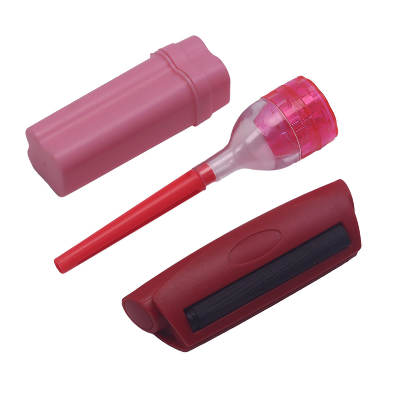 110MM Manual Tobacco Roller Maker Plastic Funnel 2 in 1 Grinder Herb Storage Stash Travel Smoking Case