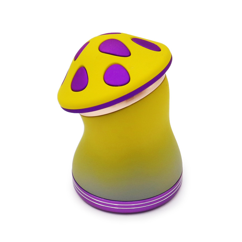 4 Parts Colorful Mushroom Shaped Metal Zinc Herb Grinders With Big Stash