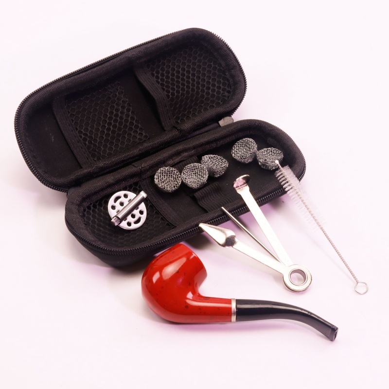 10 Pack Resin Pipe Set Pipe with Windshield And Filter Ball 3-in-1 Pipe Tool Kit Pipe Cleaning Brush Set PU Storage Bag Pipe Kit Tobacco Pipe Accessories Set