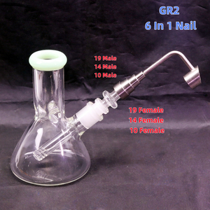 6-in-1 Titanium Nail for Dab Rig Universal Titanium Dab Nail Heat-resistant Titanium Smoking Nail Titanium Nail Set for Concentrate 6-in-1 Metal Titanium Nail