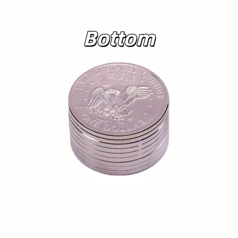 3-Layer Zinc Alloy Dollar Herb Grinder (Small & Large Sizes) 3-Layer Zinc Alloy Dollar Herb Grinder 3-Tier Zinc Alloy Herb Grinder with Dollar Design Small & Large Coin Shaped Weed Grinder