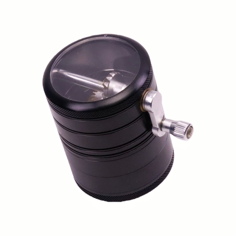Innovative 5 Parts 2.5" Clear Top Aluminum Side-Swing Handle Herb Grinder Weed Grinder Spice Mill Crusher For Cannabis