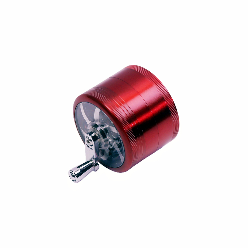 2.5 Inches 4-Layers Hand Crank Herb Grinder with Clear Top Manual Hand Crank Weed Grinder Crank Handle Herb Mill Hand Crank Spice Grinder