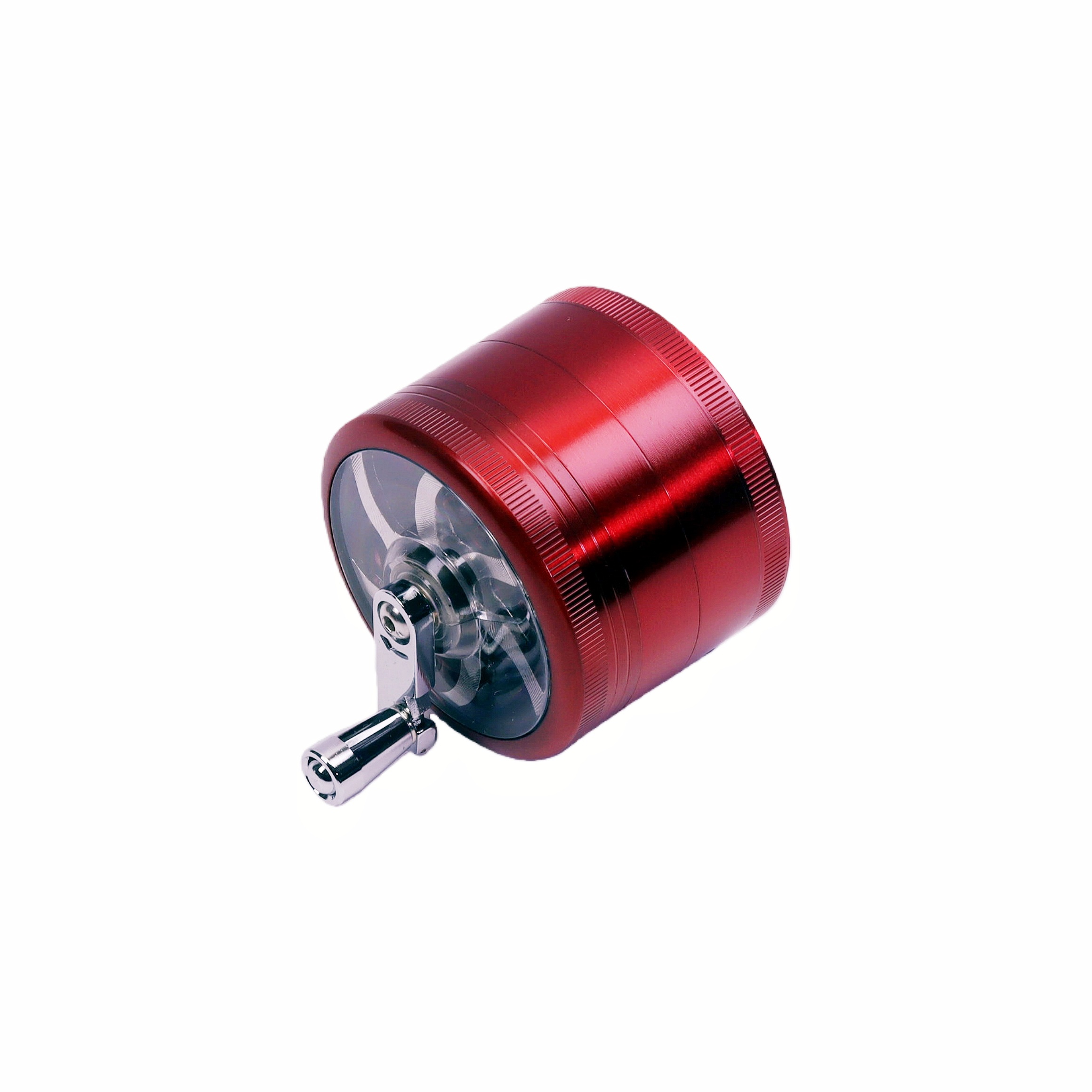 2.5 Inches 4-Layers Hand Crank Herb Grinder with Clear Top Manual Hand Crank Weed Grinder Crank Handle Herb Mill Hand Crank Spice Grinder