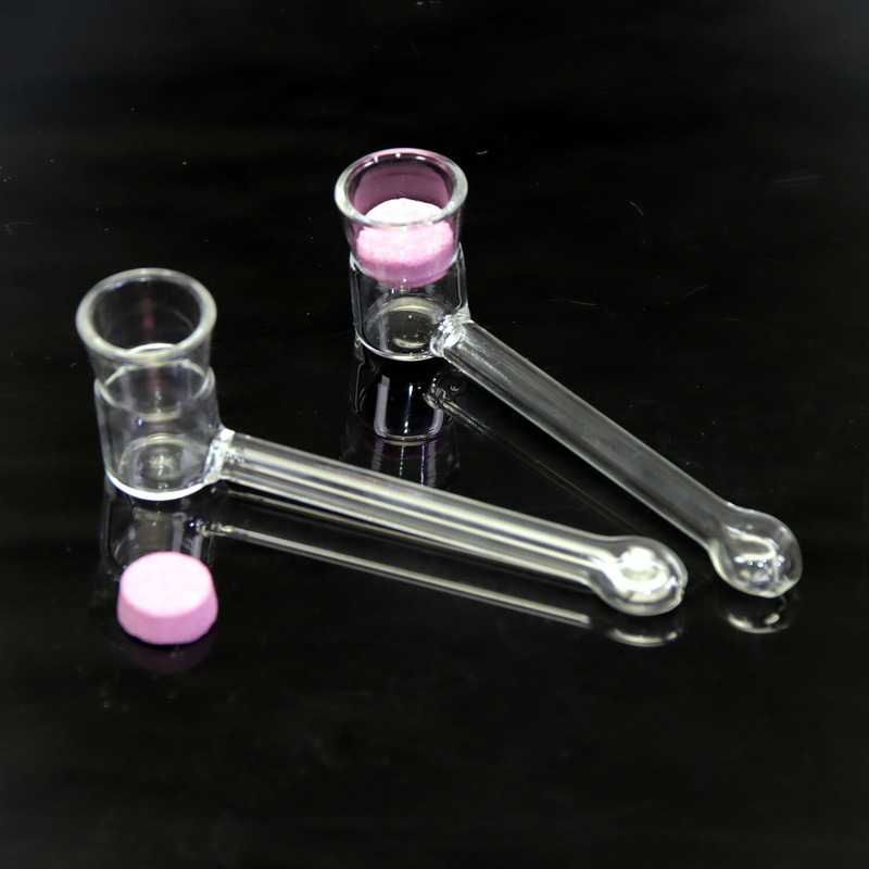 Set of 2 Portable Hand Blown Quartz Mesh Glass Pipe for Wax Quartz Screen Disc Compact Glass Pipe for Smoking