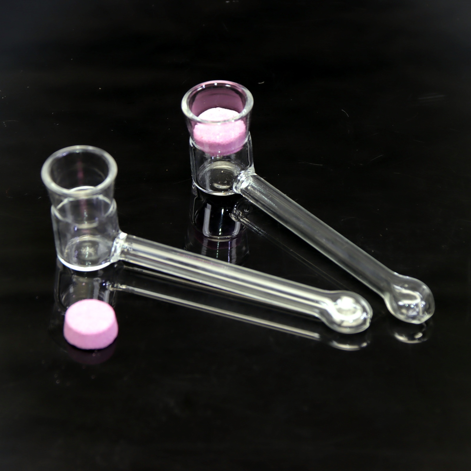 Set of 2 Portable Hand Blown Quartz Mesh Glass Pipe for Wax Quartz Screen Disc Compact Glass Pipe for Smoking