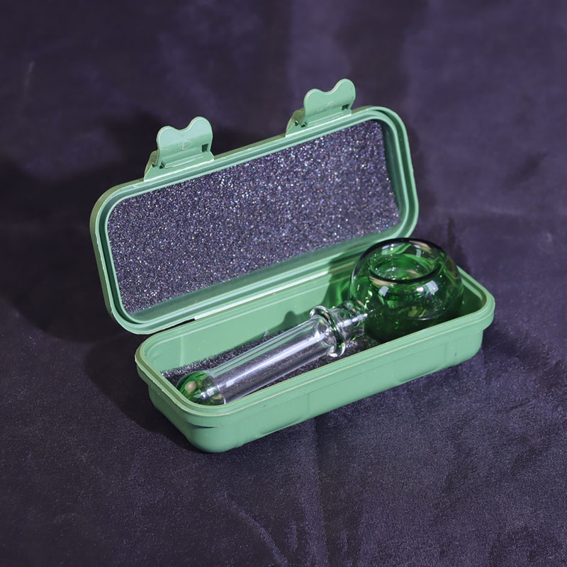 Outdoor Portable Multi-hole Glass Hand Pipe For Smoking Travel Multi-hole Handheld Glass Pipe for Weed With Drop-proof and Pressure-resistant Box