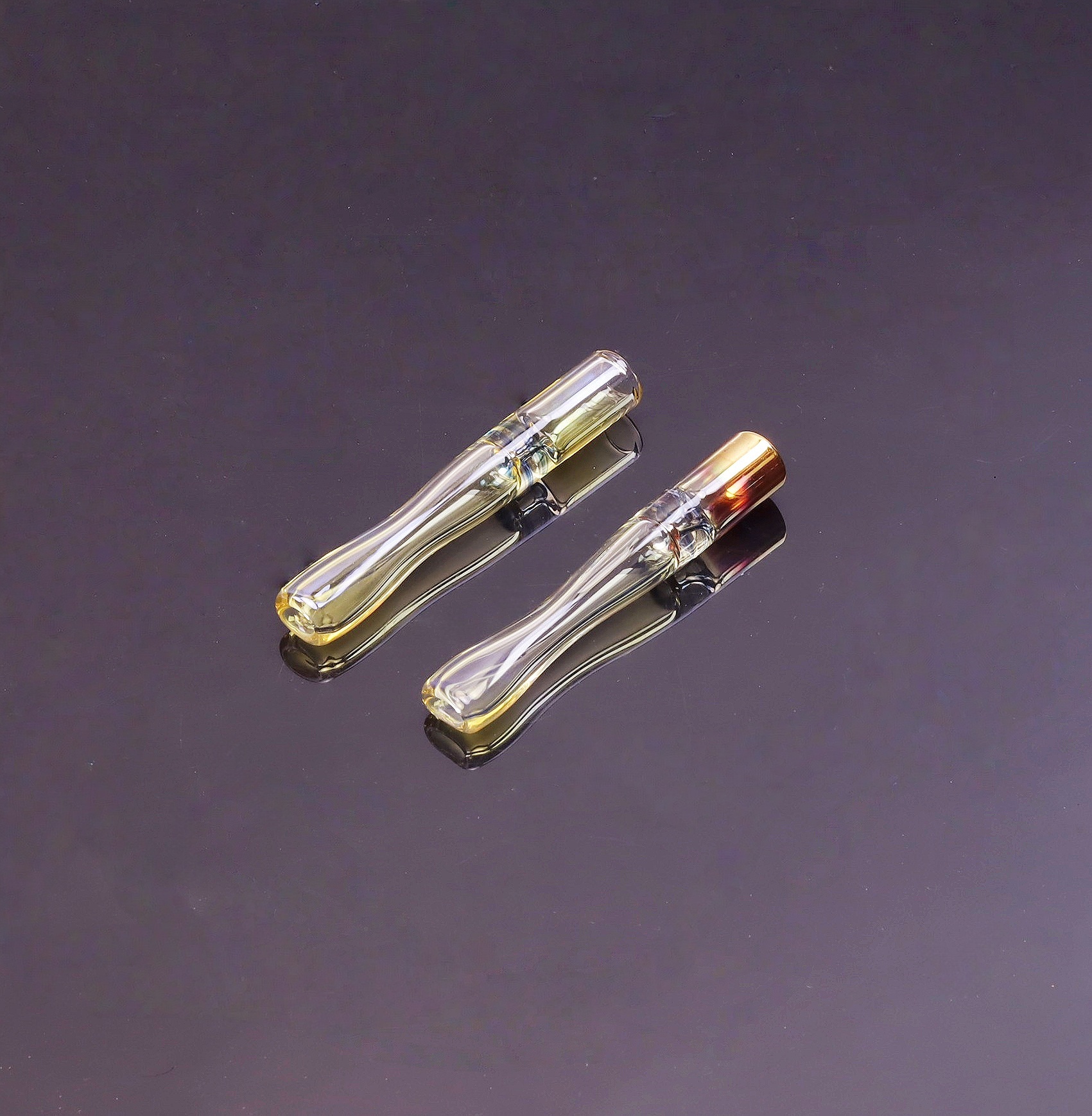 3" Silver Gold Smoked Glass Chillum 4" Fumed Silver Gold Pyrex Glass Chillum Color Changing Fumed Gold Silver Handcrafted Glass Chillum Kit