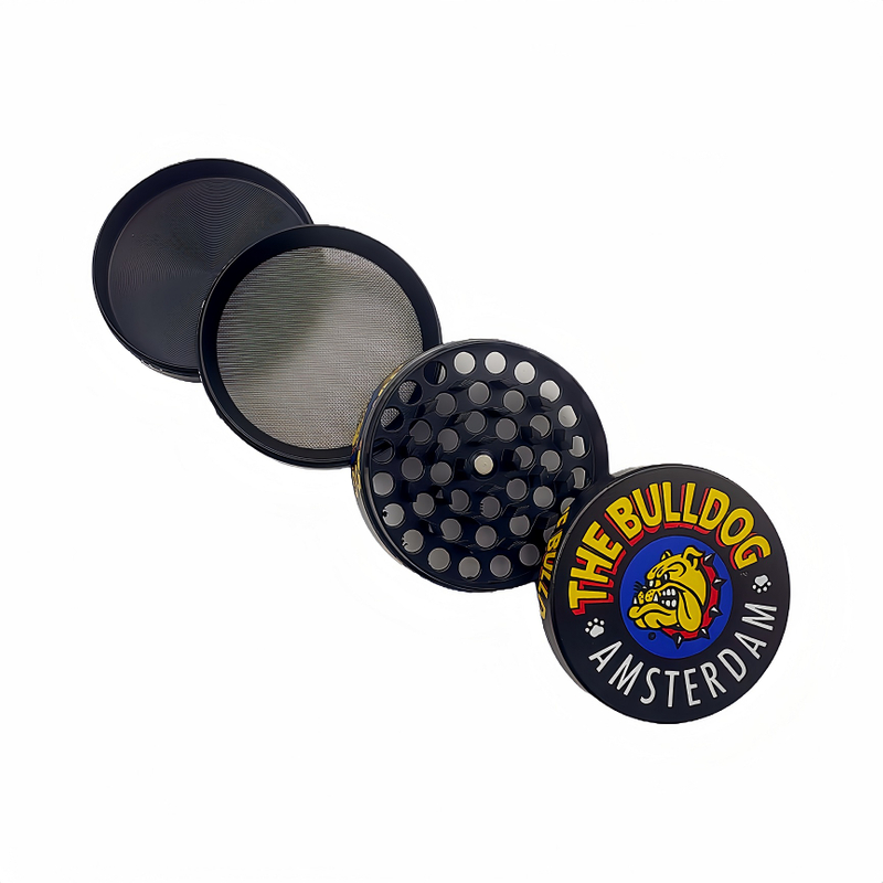 Black 4 Parts UV Printing The Bull Dog Amsterdam Zinc Herb Grinders