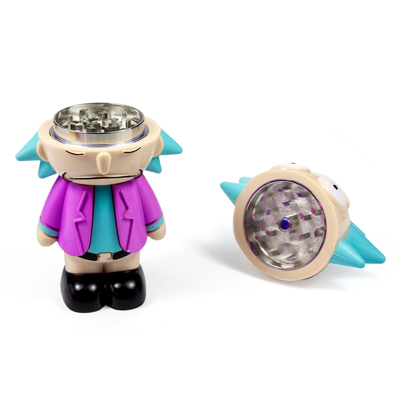 Big Chamber Rick Morty Shaped 3 Parts Herb Grinders; Cartoon Series Weed Grinders