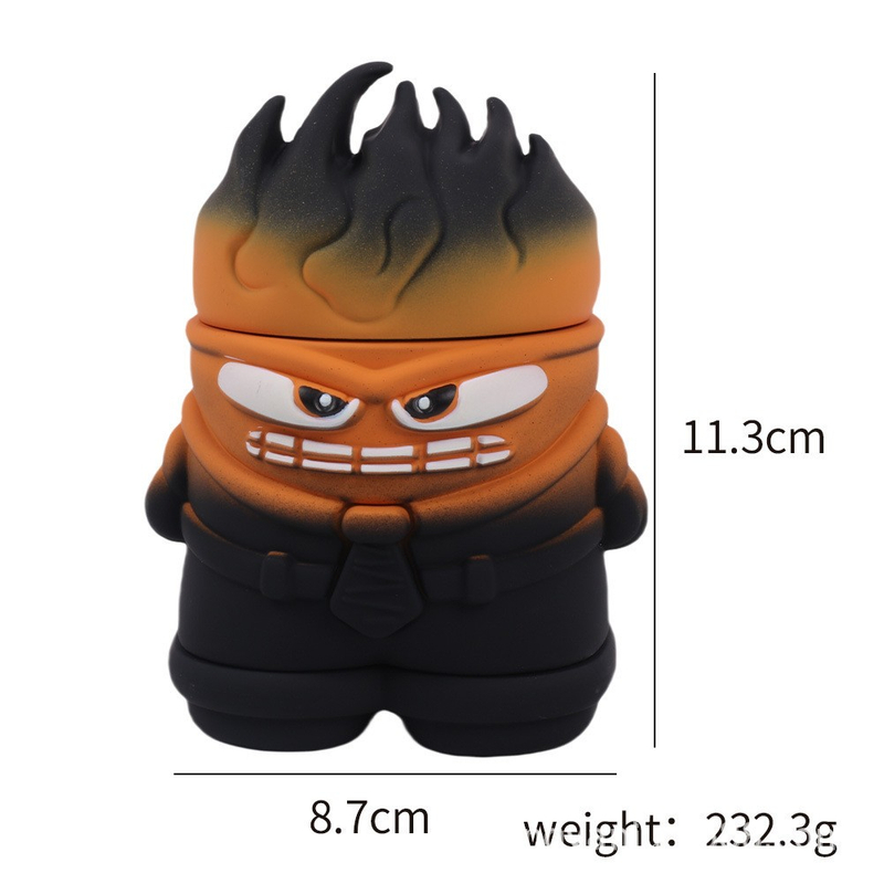 Best Selller 4 Parts Colorful Cartoon Anger Shaped Herb Grinder With Drawer;Inside Out Character Shaped Weed Grinder