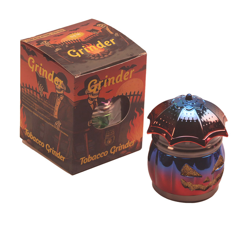 4 Parts Multi Colour Umbrella Shaped Herb Grinder With Shinning Pumpkin ; Halloween Topic Smoking Accessories