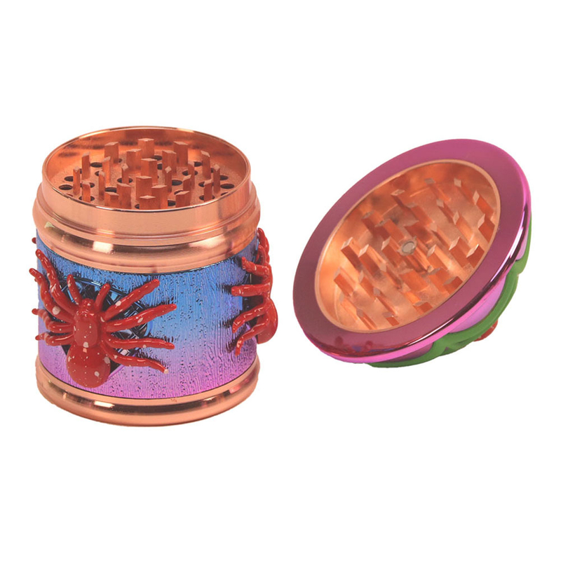 4 Parts Colorful Side Spider Ornaments Spider Web Shaped Herb Grinder; Cobweb Smoking Herb Handmuller
