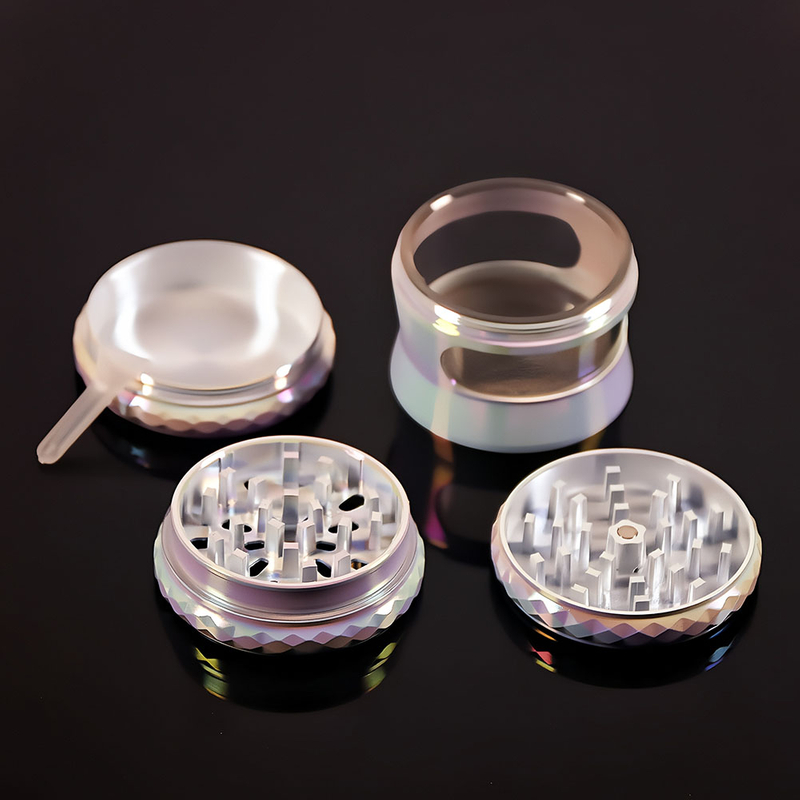 ​Metal Alloy 4 Layers Colour White With Window Portable for Smoking Tobacco Spice Grinder