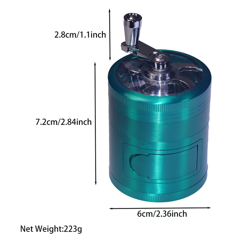 4 Color Available 4 Parts Zinc Herb Griner With Big Chamber and Dipenser Zinc Dispenser Grinder Handle Grinder With Dispenser