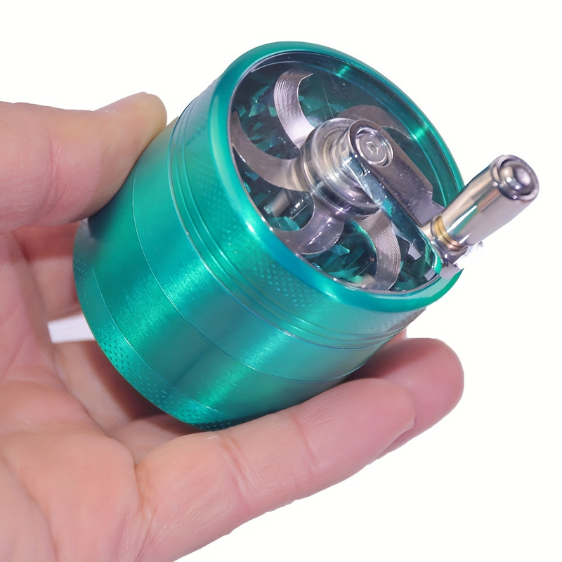 4 Color Available 2.2 Inches 4 Parts Clear Top Crank Handle Zinc Herb Grinder Handle Spice Grinder