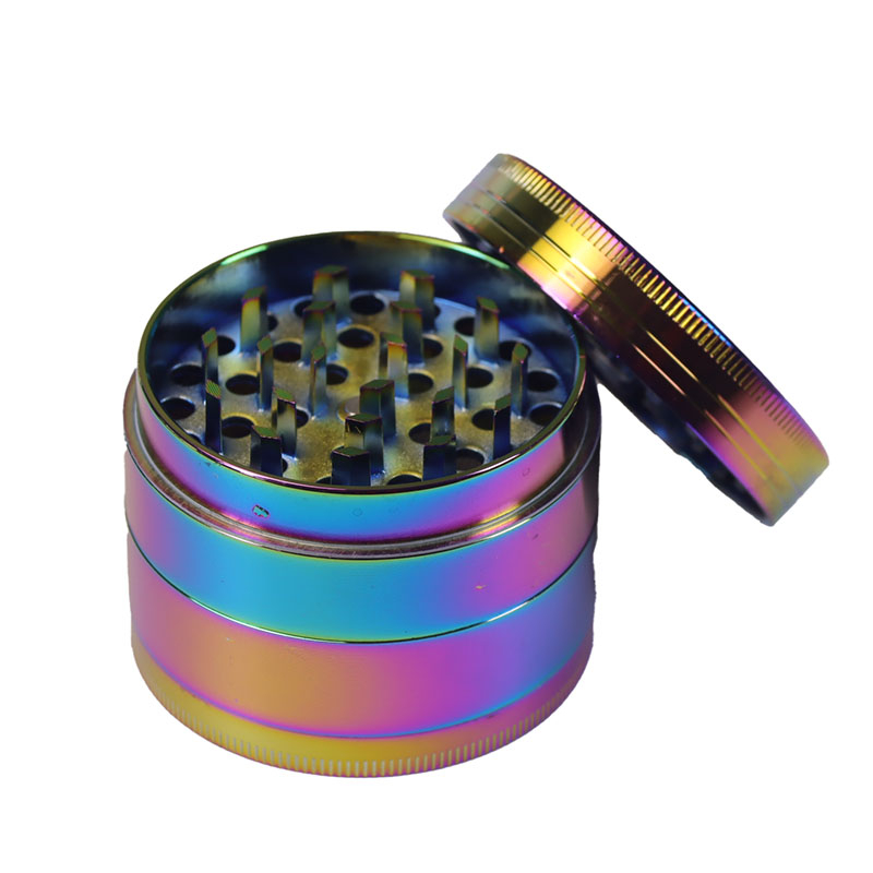 Non-slip Vertical Embossing 2.2 Inches 4 Parts Rainbow Heavy Duty Zinc Herb Grinderr