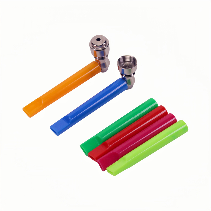 Plastic Tube Metal Tobacco Pipe Smoking Accessories Kit 7 Pieces