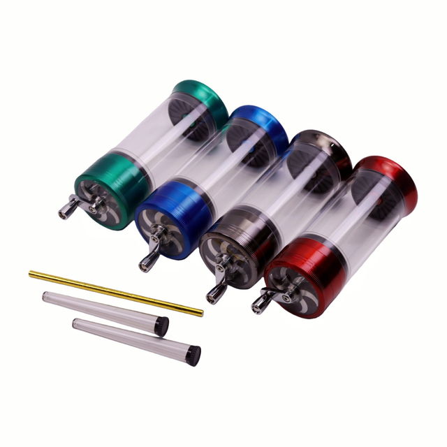 Hand Crank Conical Cigarette Tube Filling Grinder Transparent Top Cover Tobacco Grinder Filler 2-in-1 Manual Tobacco Grinding & Cone Filling Machine