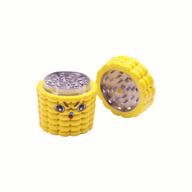 4 Piece Cone-Shaped Spill-Proof Magnetic Grinder Portable Corn Design Magnetic Seal Tobacco Grinder Cartoon Corn-Shaped 4-Layer Magnetic Grinder 4-Tier Corn Herb Grinder with Removable Mesh Screen
