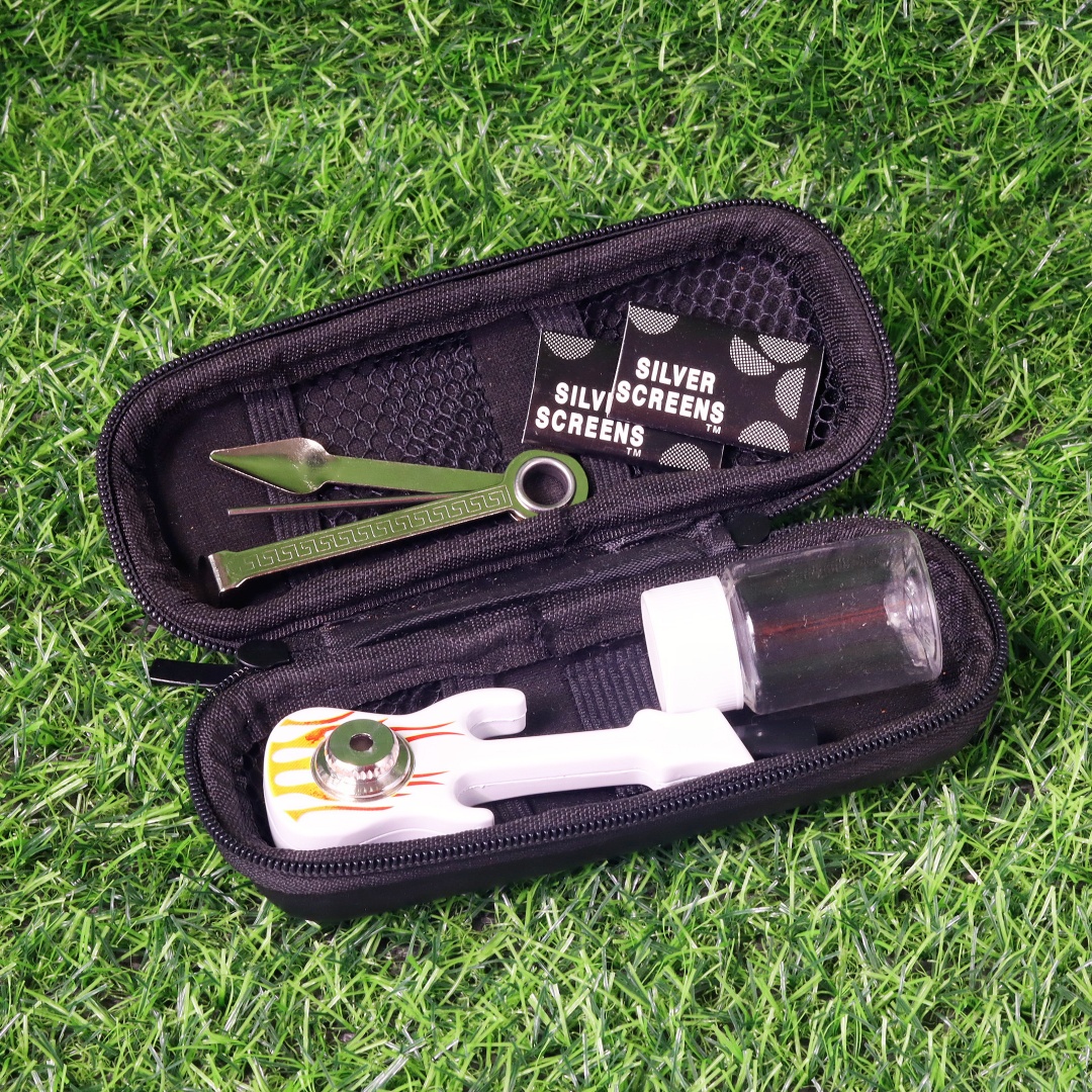 6 Pack Guitar Pipe Set Novelty Guitar Shaped Smoking Pipe Kit Portable Guitar Pipe Gift Set Guitar Style Tobacco Pipe Set