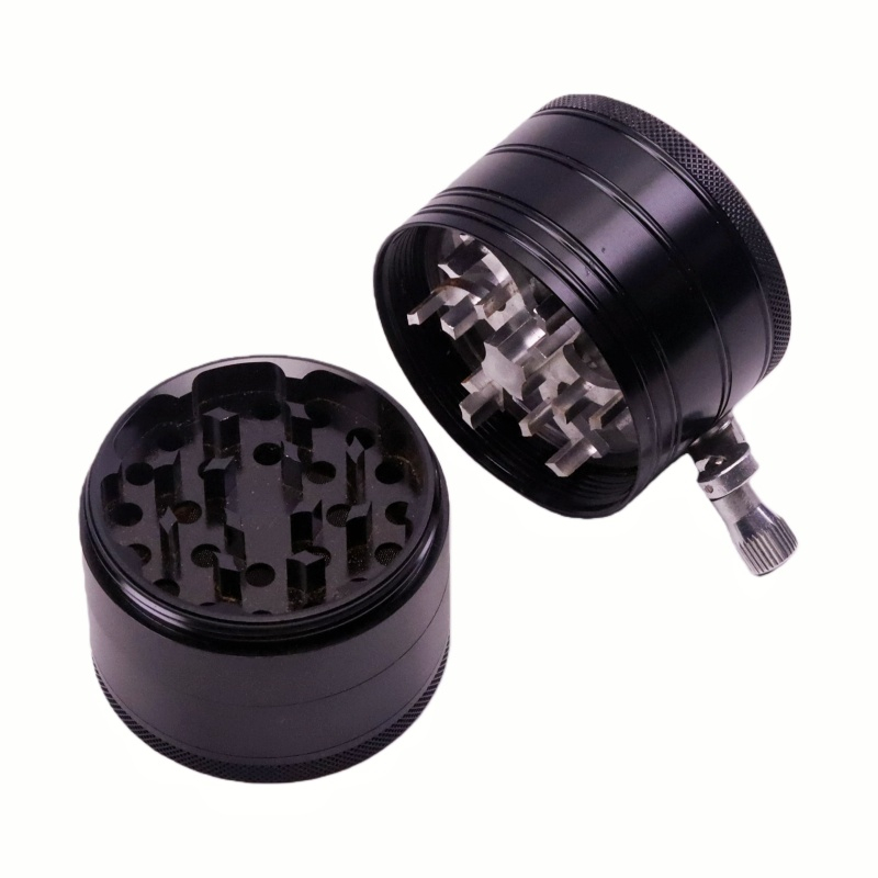 Innovative 5 Parts 2.5" Clear Top Aluminum Side-Swing Handle Herb Grinder Weed Grinder Spice Mill Crusher For Cannabis