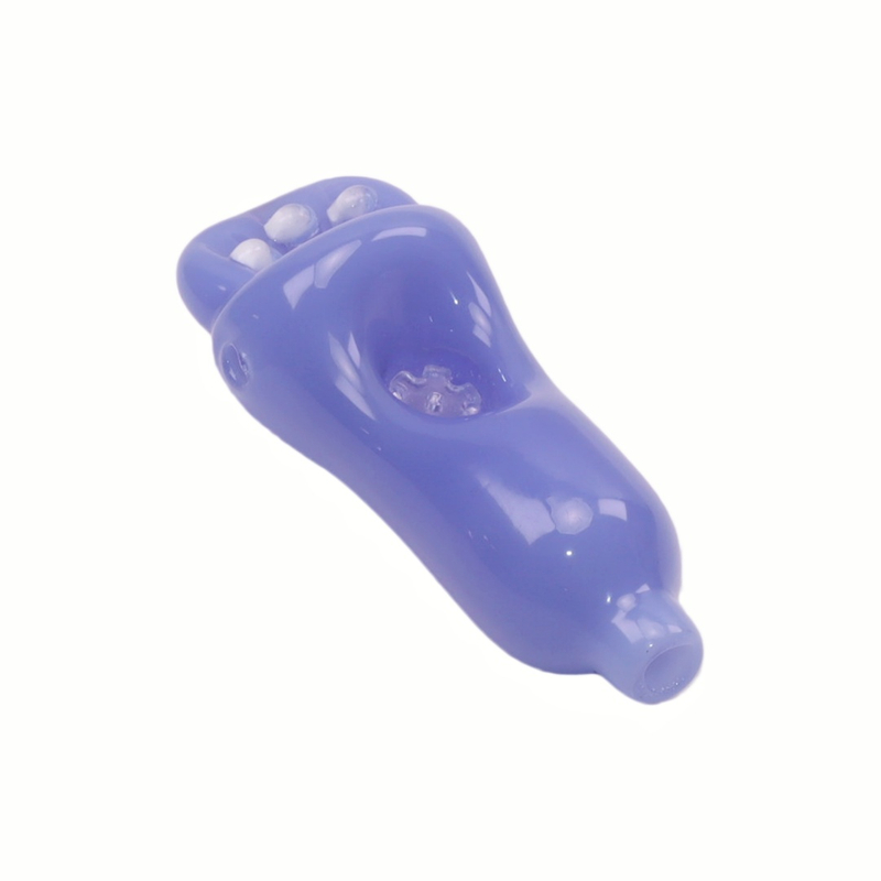 1 Pack of 3 Piece Foot Design Portable Travel Smoking Glass Pipe Set Includes Glass Pipe Cleaner Hard Case for Travel