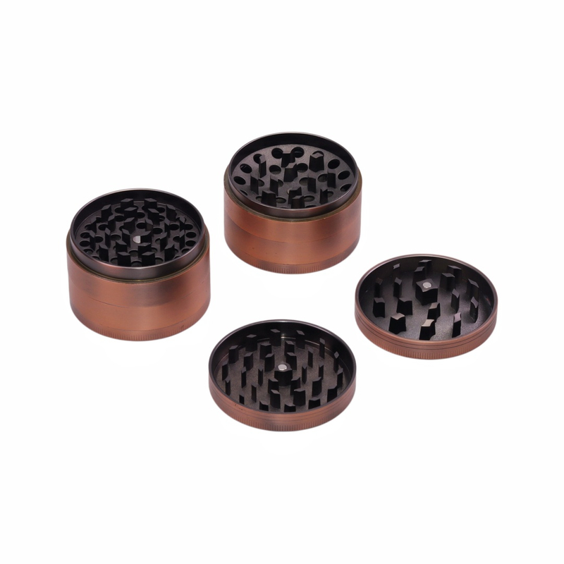2.5 Inch 4-Layer Red Antique Bronze Solid Top Zinc Alloy Herb Grinder Sunken Tobacco Spice Grinder