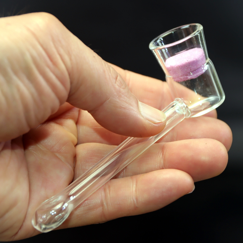 Set of 2 Portable Hand Blown Quartz Mesh Glass Pipe for Wax Quartz Screen Disc Compact Glass Pipe for Smoking