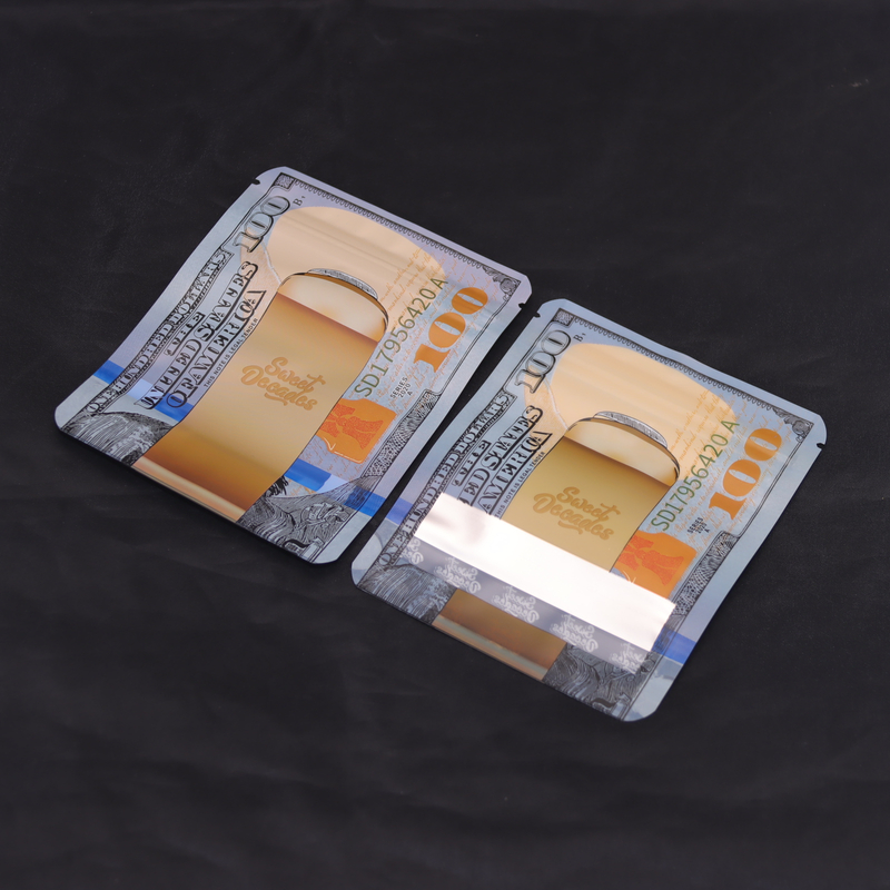 50pack 100pack 3.5g Aluminum Foil Bag for Marijuana Resealable Zip Lock Metallized Film Pouch Waterproof & Odor-proof Aluminum Foil Bag