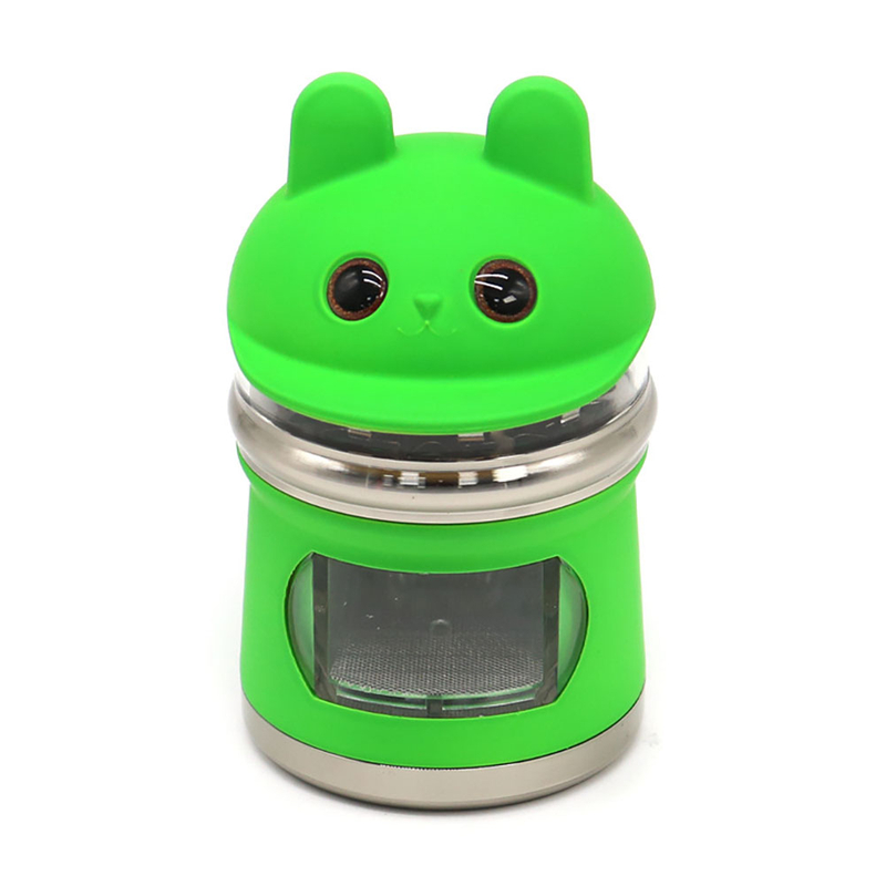4 Parts Multi Colour Rabbit Head Visual Teeth Herb Grinder With Drawer ; Weed Grinder;Spice Grinder
