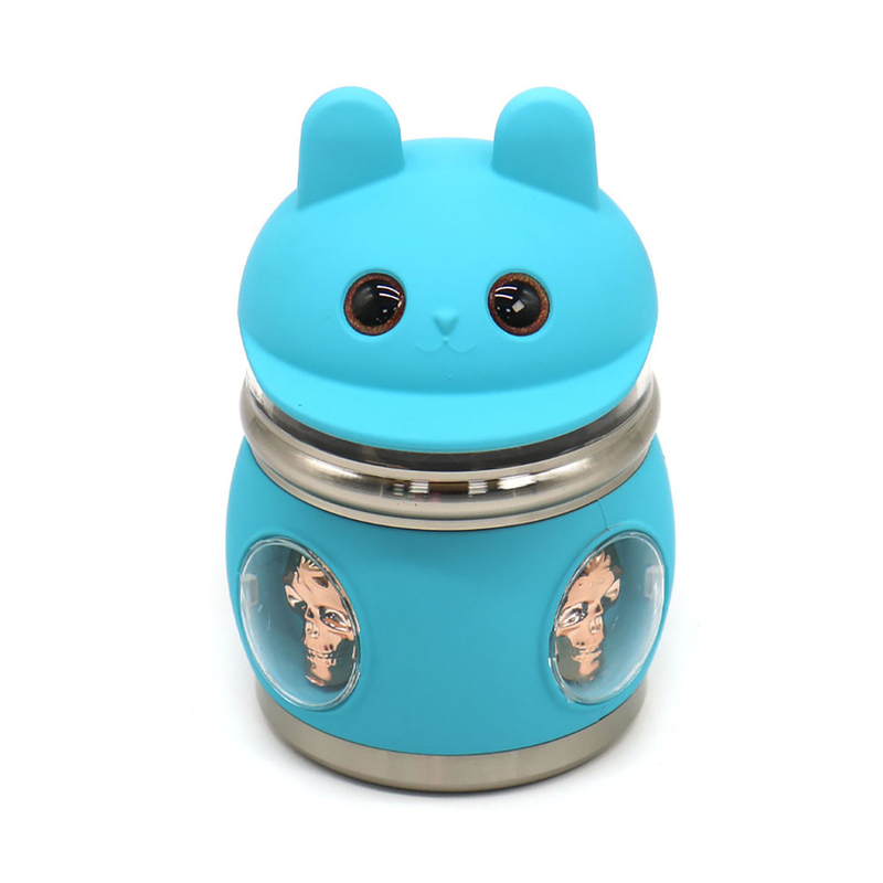 4 Parts Multi Colour Skull Rabbit Head Visual Teeth Herb Grinder With Chamber ; Skull Design Herb Grinder