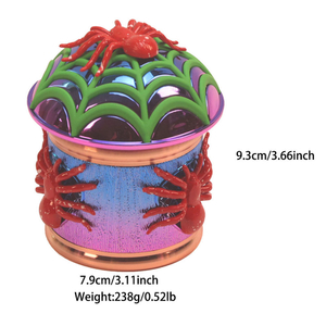 4 Parts Colorful Side Spider Ornaments Spider Web Shaped Herb Grinder; Cobweb Smoking Herb Handmuller