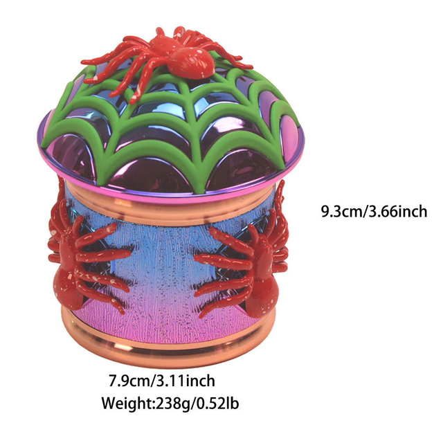 4 Parts Colorful Side Spider Ornaments Spider Web Shaped Herb Grinder; Cobweb Smoking Herb Handmuller