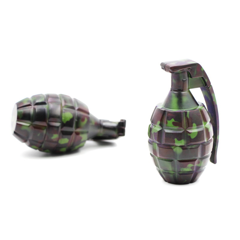 Large Size Camouflage Movable Handle Grenade Shaped 3 Layers Metal Zinc Spice Grinder